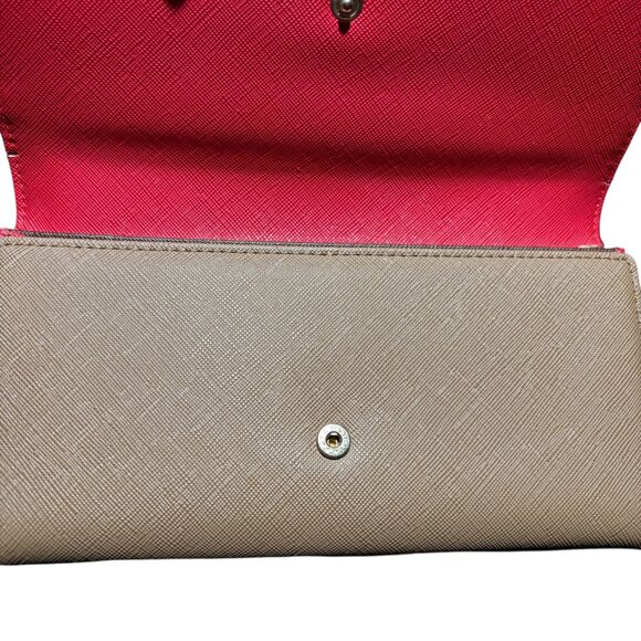 Tous Wallet Bag Red Brown 7" Coin Purse Trifold Zip - Picture 5 of 9